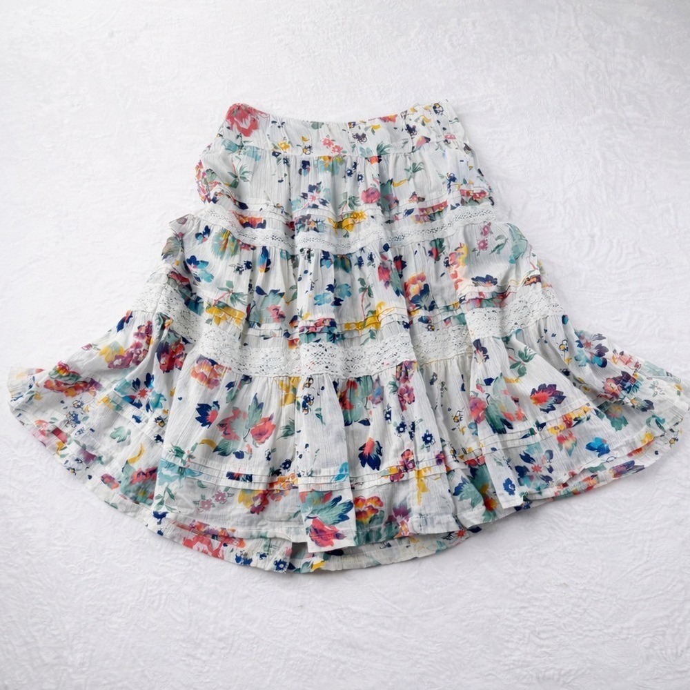 Vintage‎ Monsoon Floral Skirt Whimsical Cottagecore Prairie Romantic Boho Size 6